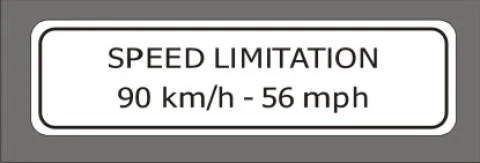 Наклейка вінілова SPEED LIMITATION 90 km/h - 56 mph (13х3,5см) білий- чорний