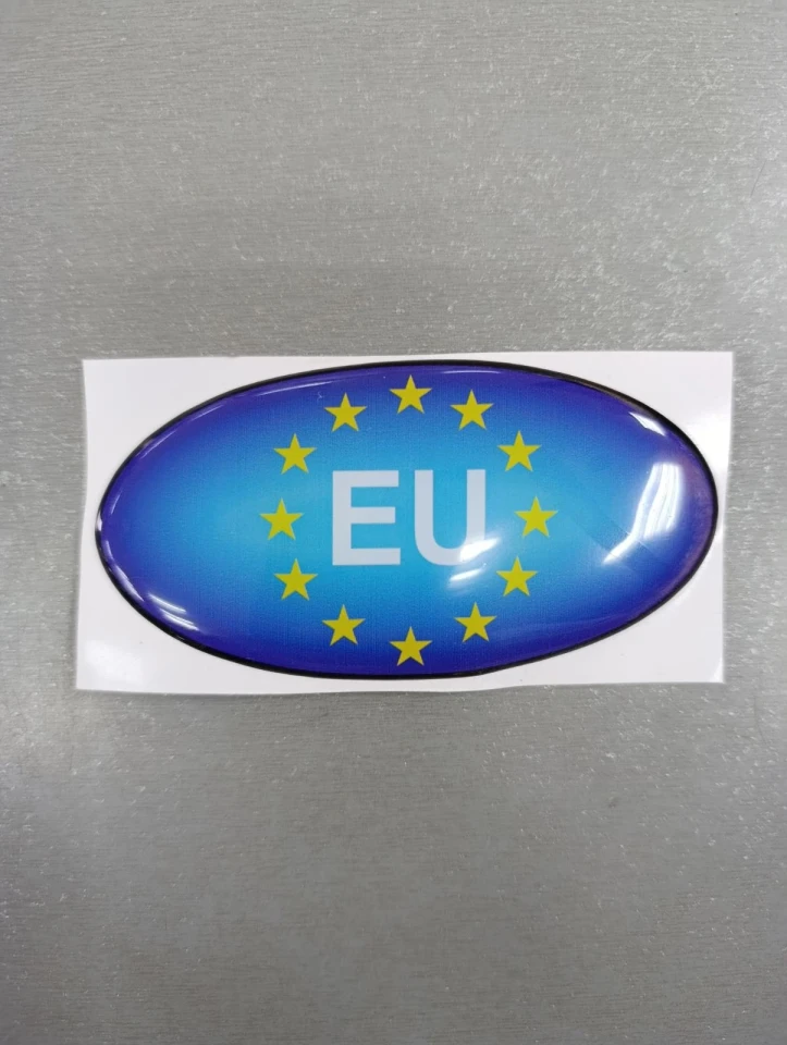 3D Наклейка силіконова Прапор Євросоюзу EU (11x5.5 см) овал