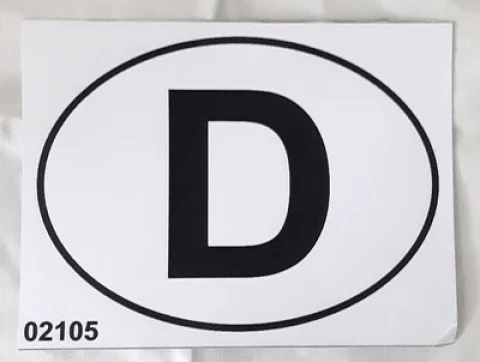Наклейка вінілова розпізнавальний знак Німеччини «D» ч/б (14 см)