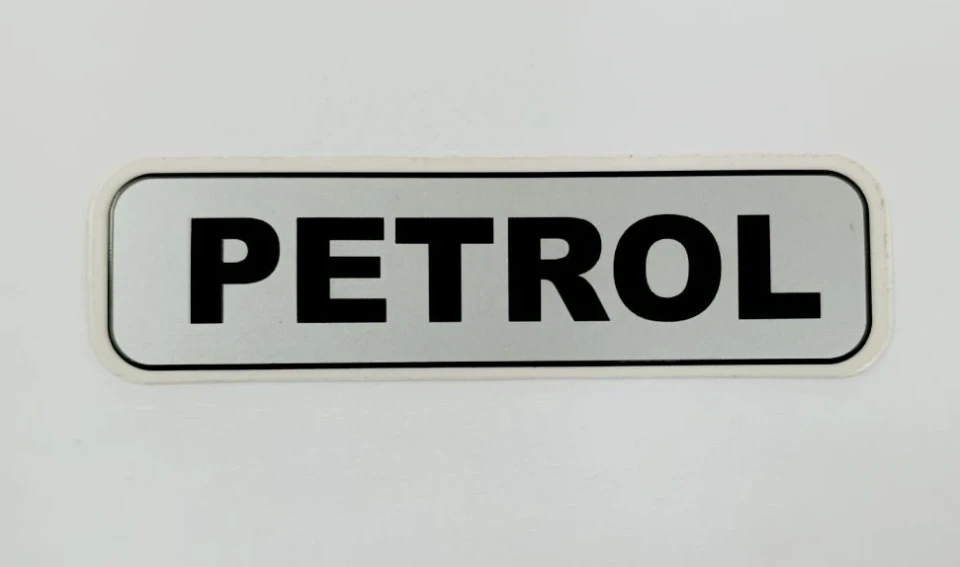 Наклейка виниловая PETROL (9.5х2.5 см) серебро/черный