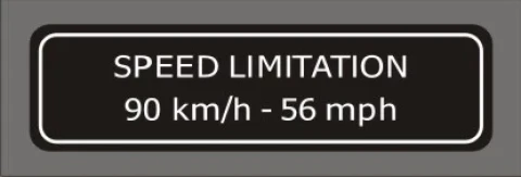 Наклейка вінілова SPEED LIMITATION 90 km/h - 56 mph (13х3,5см) чорний-білий