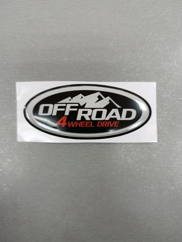 Наклейка силиконовая OFF ROAD 4x4 (8.5х3.6 см) черный/серебро/красный