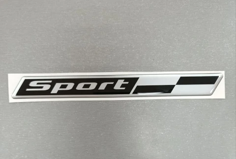 3D Наклейка силиконовая Sport (18.9х2 см) черный/серебро