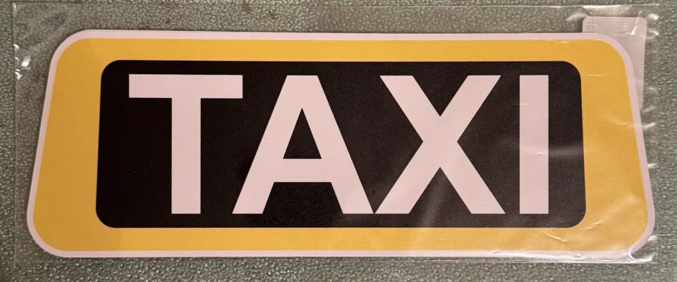 Наклейка виниловая TAXI черная с желтой ободком (20х7см х 2шт)