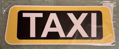 Наклейка виниловая TAXI черная с желтой ободком (20х7см х 2шт)