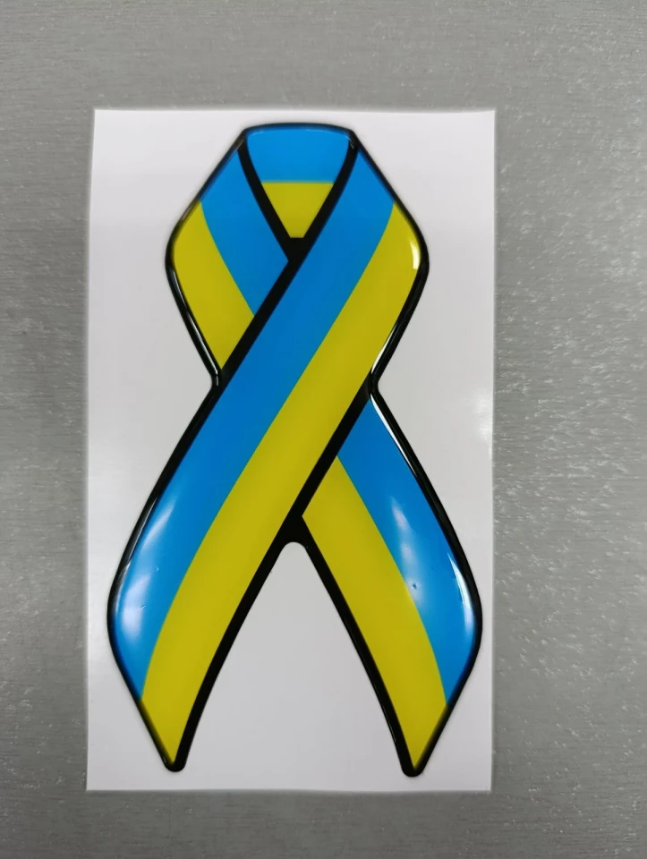 3D Наклейка силіконова Косинка жовто-блакитна (10,5х6 см)