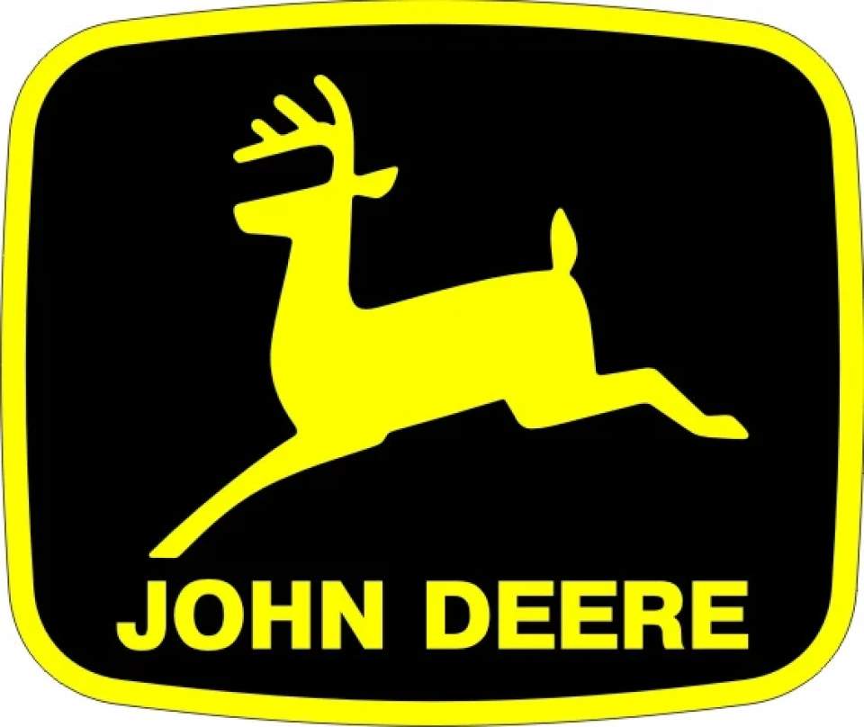 Наклейка вінілова JOHN DEERE логотип олень (20х16.5 см) жовто-чорна