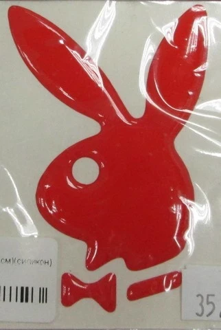 3D Наклейка силіконова Playboy (8х5 см) червона (силікон)