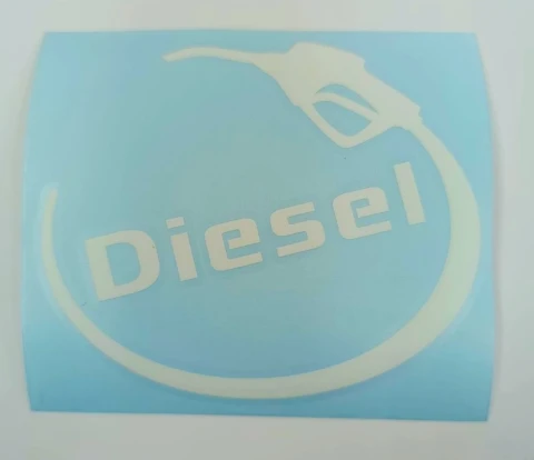 Наклейка вінілова Diesel + шланг с пістолетом (11х9,5 см) білий