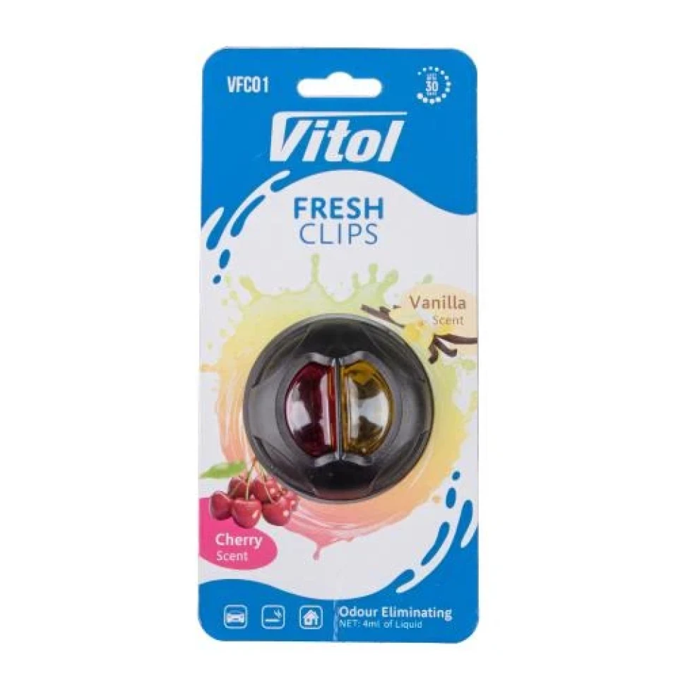 Ароматизатор воздуха на дефлектор Vitol Fresh Clips Cherry +Vanilla