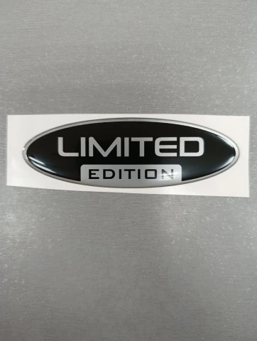 3D Наклейка силіконова Limited овал (10х3.2 см) чорна з сірим