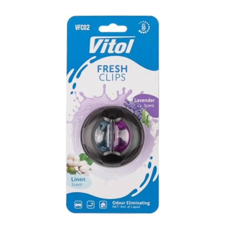 Ароматизатор повітря на дефлектор Vitol Fresh Clips Linen +Lavender
