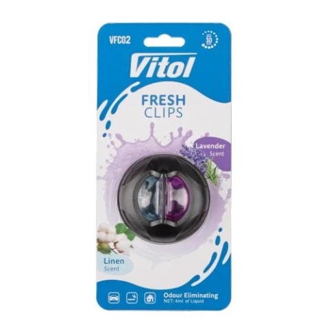 Ароматизатор воздуха на дефлектор Vitol Fresh Clips Linen +Lavender