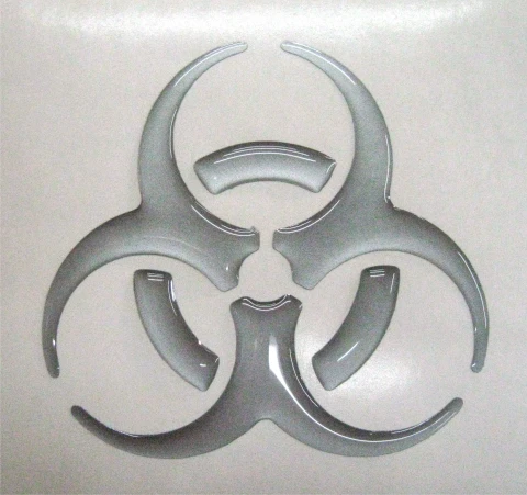 3D Наклейка силіконова Біологічна небезпека Biohazard (8х7.5 см) срібляста