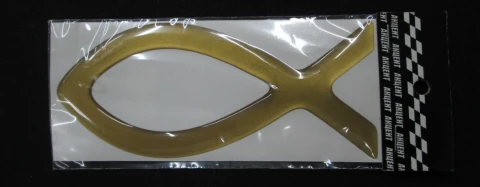 3D Наклейка силіконова риба Іхтіс (12х5 см) золотиста