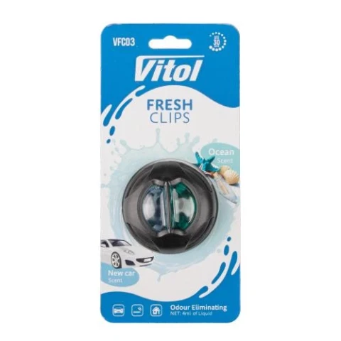 Ароматизатор повітря на дефлектор Vitol Fresh Clips New car +Ocean