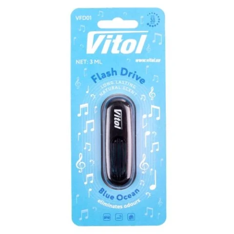 Ароматизатор повітря на дефлектор Vitol Flash Drive Blue Ocean (Синій океан)