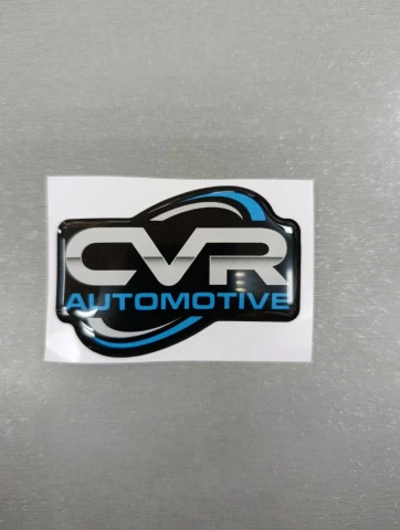 3D Наклейка силіконова CVR automotive (6.8х4.7 см) чорна з сірим та синім