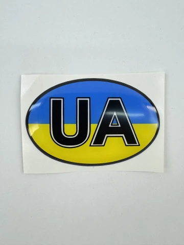 3D Наклейка силиконовая UA овал (6,7х4,6см) желто-голубой