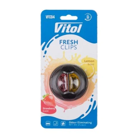 Ароматизатор повітря на дефлектор Vitol Fresh Clips Strawberry+Lemon