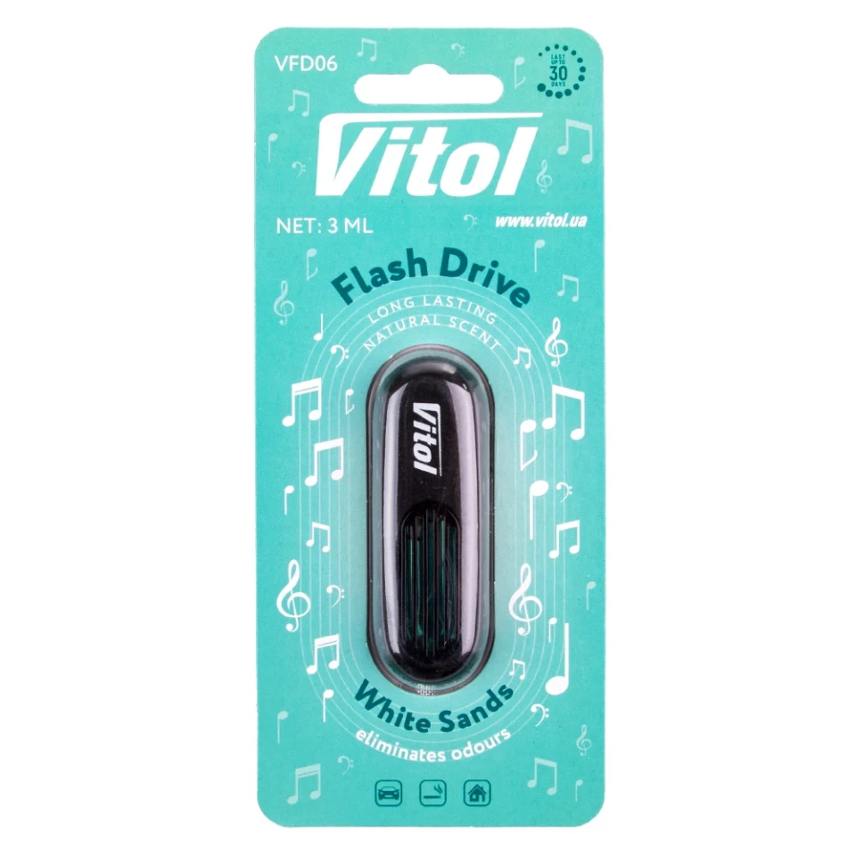 Ароматизатор воздуха на дефлектор Vitol Flash Drive White Sands (Белые пески)