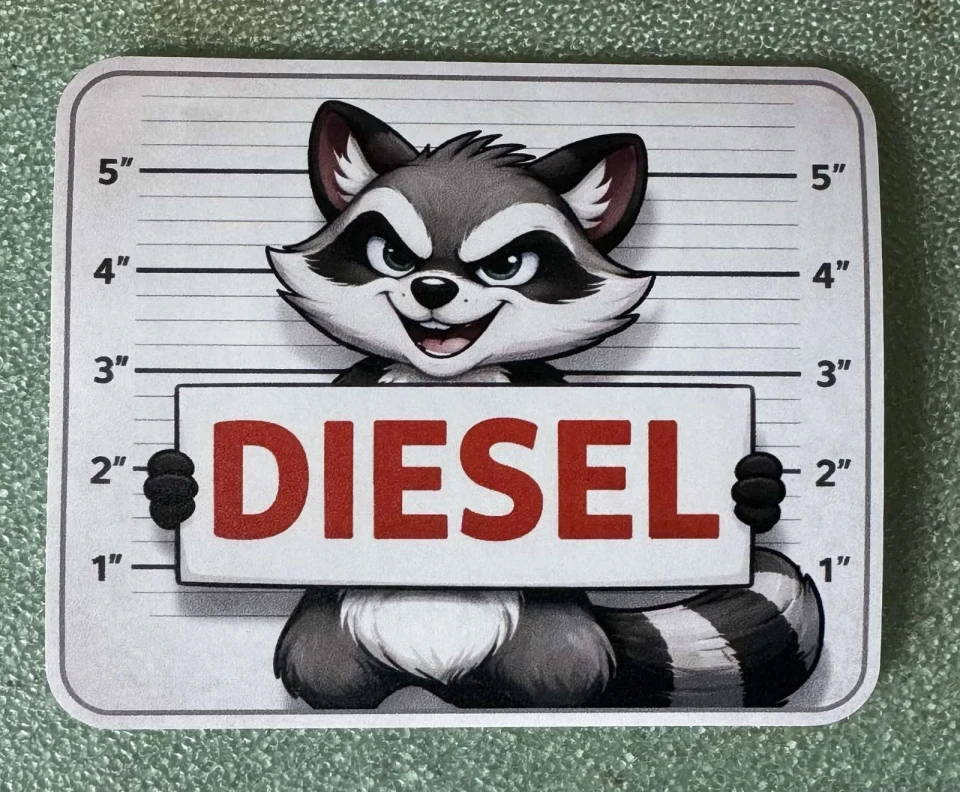 Наклейка виниловая DIESEL Енот (11,5х9 см)