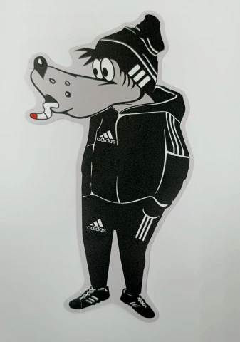 Наклейка виниловая Волк в Adidas (19х9 см)
