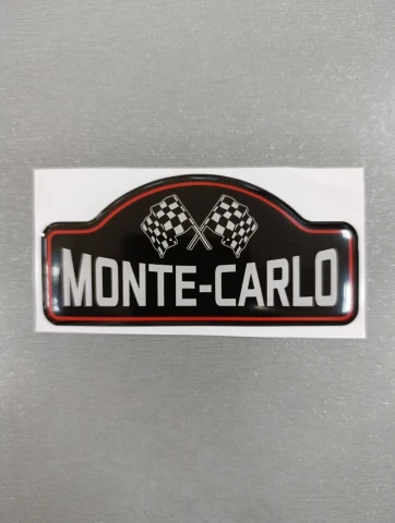3D Наклейка силиконовая MONTE-CARLO (9.5х4.5 см) черная с красным и серым