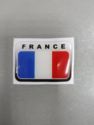 3D Наклейка силиконовая флаг Франции с надписью FRANCE (5.9х4.2 см)